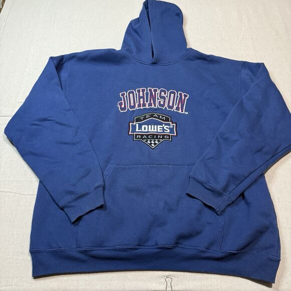 Vintage Nascar Lowes Jimmy Johnson Racing Blue Polyester Mens Pullover AP Action - Picture 2 of 6